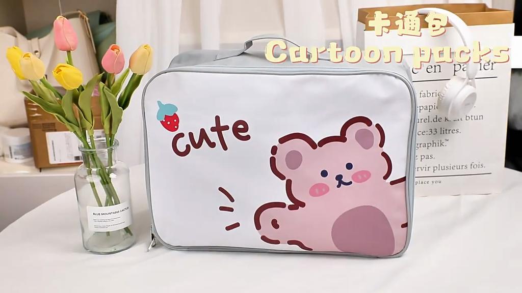 Cartoon Travel Bag Large-capacity Cosmetic Clothing Storage Bag Cute Cartoon Printing Wear-resistant Portable Outdoor Travel Bag