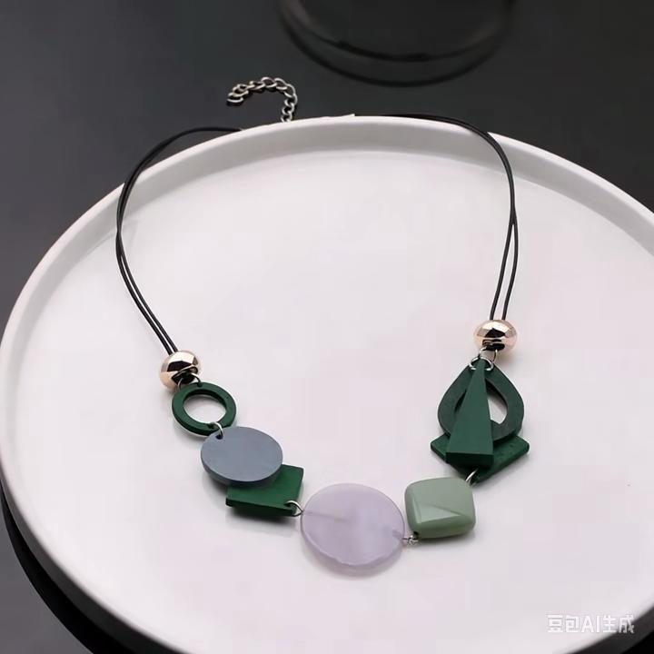 Collana Pendente Geometrico in Legno Vintage con Collare Collane Statement Bib Etniche Fatte a Mano per Donne Gioielli per il Collo