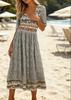 Women Bohemian Print Half Sleeve Flowy Midi Dress Elegant Outdoor Daily Wear
