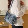 Vintage Denim Crossbody Bag Women's Multi-Pocket Single Shoulder Small Square Bag