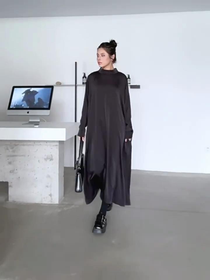 Xitao Full Sleeve Solid Color Loose Dress ZY8902