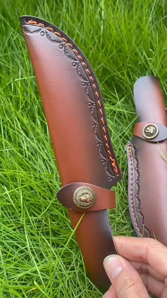 23 CM Fixed Blade Knife Straight Holder Cowhide Scabbard Knife Cover Leather Sheath Case Hunting Knife Holsters Belt Buckle