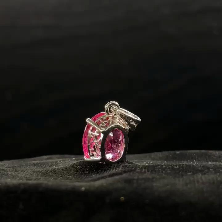 Pink Sapphire 22 Ct Natural Oval Pendant 925 Sterling Silver Necklace