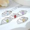 S925 Silver Natural Stone Open Ring, Amethyst/Citrine, Korean Style Daily Jewelry Gift for Women