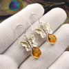 Citrine Gemstone 925 Sterling Silver Jewelry Handmade Drop/Dangle Earrings 1.3" EE-155-12