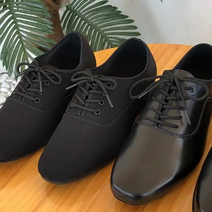 Leather Men Modern Dance Shoes Soft Soled Dancing Shoes Low Heel Adult Boy's Latin Tango Ballroom Shoes