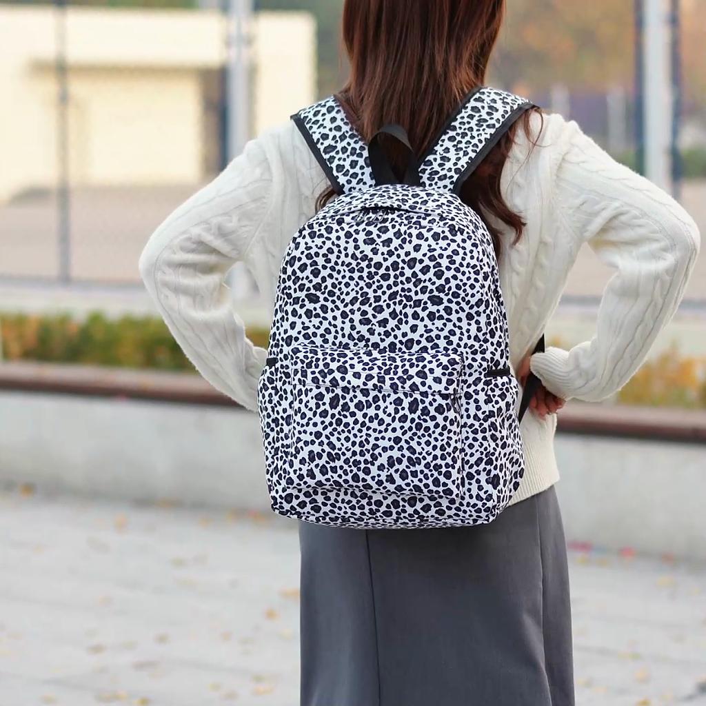 Three-Piece Backpack Set Large Capacity Women's Leopard Print Backpack Student Schoolbag