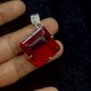98.60 Ct Red Natural Topaz Pendant 925 Sterling Silver Certified Square Gemstone My-379-sa