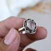 925 Sterling Silver Rose Quartz Gemstone Pear Shape Boho Ring For Women