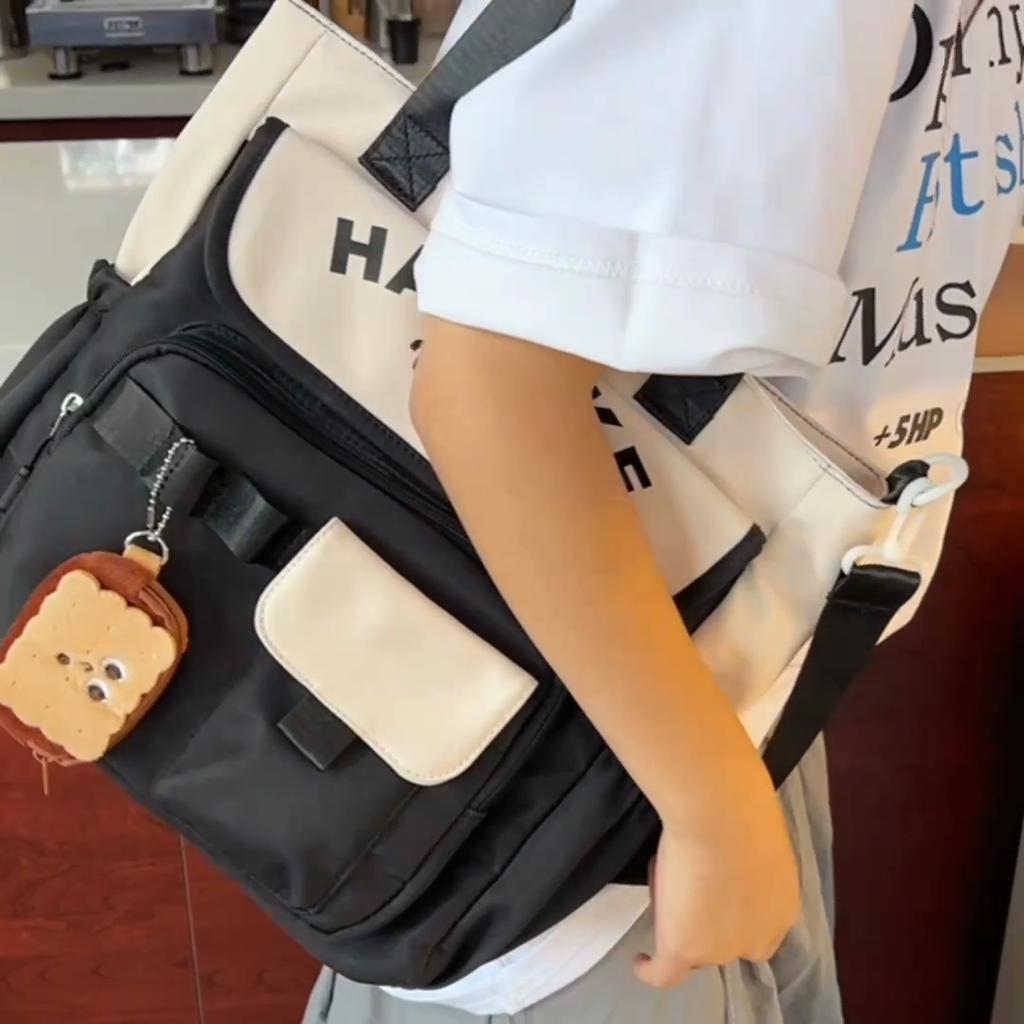 Color Block Crossbody Bag Women's Shoulder Bag Middle School Student Book Bag Girls Handbag