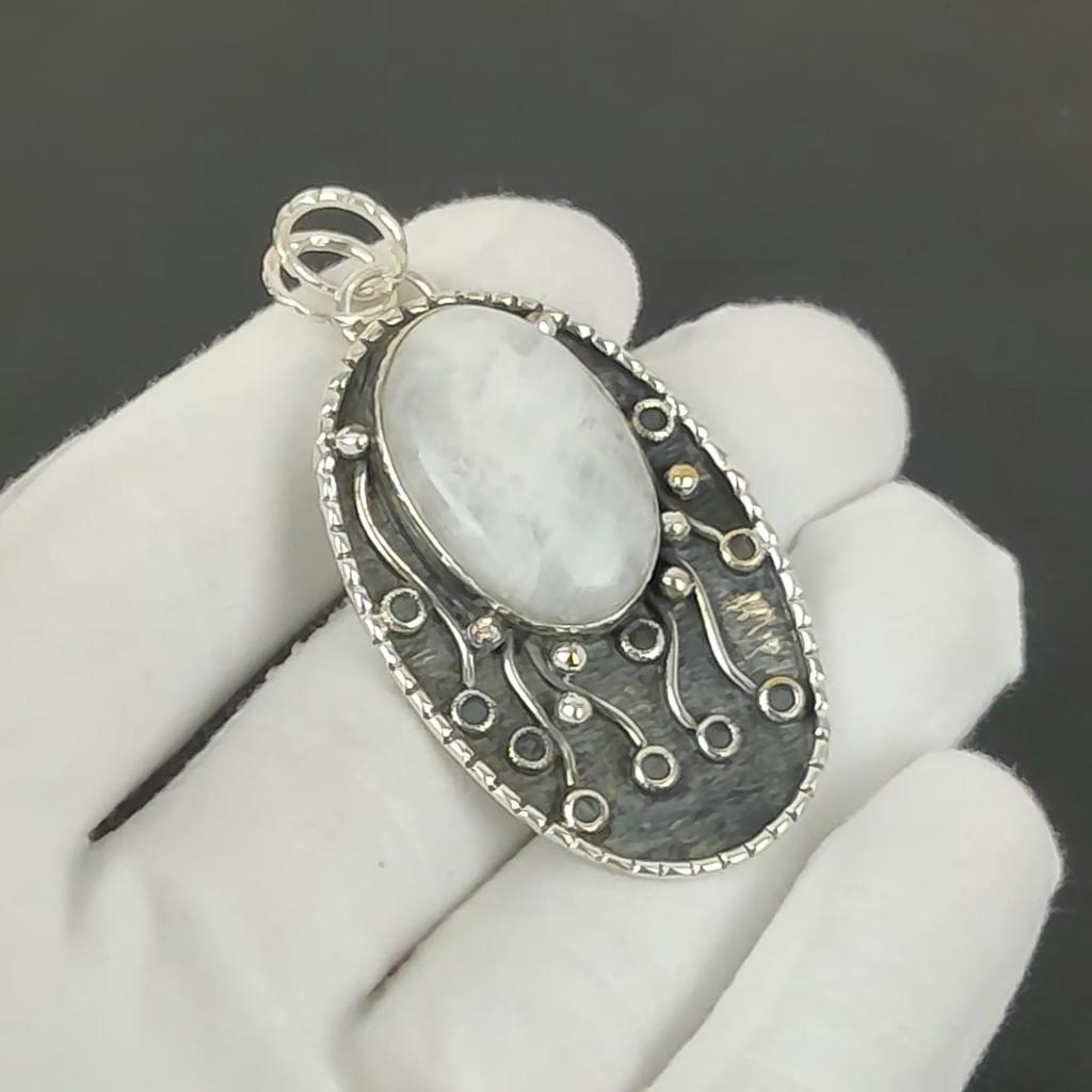 Moonstone Pendant, 925 Sterling Silver Handmade Jewelry, Moonstone Silver Pendant, Party Wear Jewelry For Women's, Pendant Birthday Gift