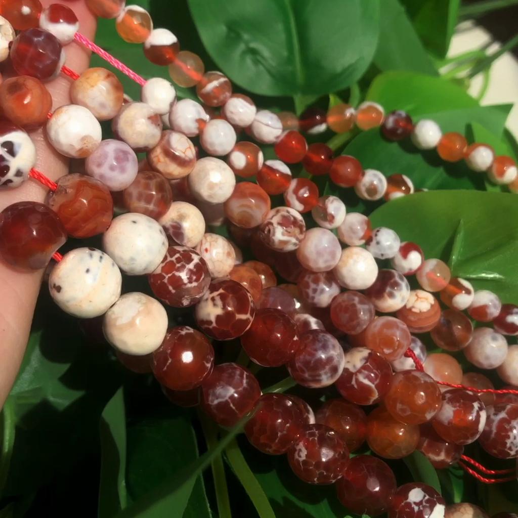 Natural Faceted Orange Fire Agate 15 Inch Round Beads For Jewelry Making 4/6/8/10/12mm