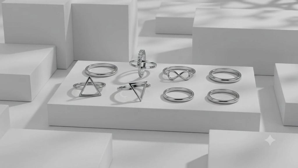 Oxidised Plated Combo of 9 Rings For Women