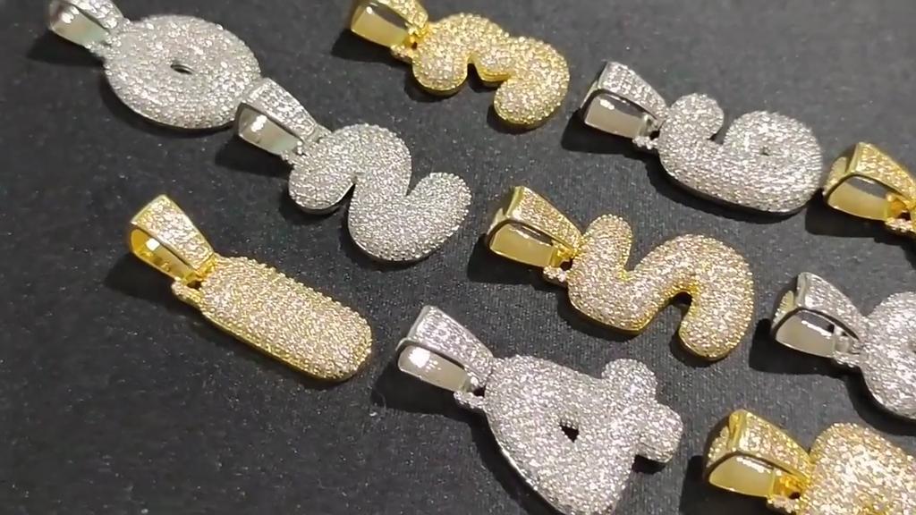 Necklace Hip Hop Micro Setting Zircon Bubble Number Micro Setting Pendant Necklace 