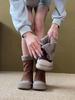Johnature Genuine Leather Warm Plush Mid-calf Boots Casual Thick Soled Side Zipper Women's Boots