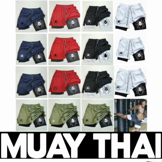 Muay Thai Kick Boxing MMA Shorts Spider Men Women Unisex Double Layer Quick Dry Breathable Training Sport Gym Fitness Workout