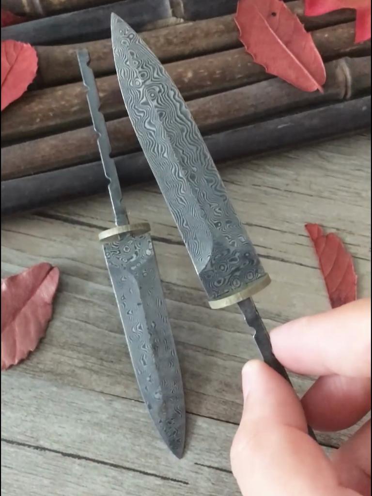 DIY Semi-finished Damascus Steel Pattern Pu'er Tea  Knife Blank Accessories for Pu'er & Dark Tea Ceremony DIY Knife Cutter Tool