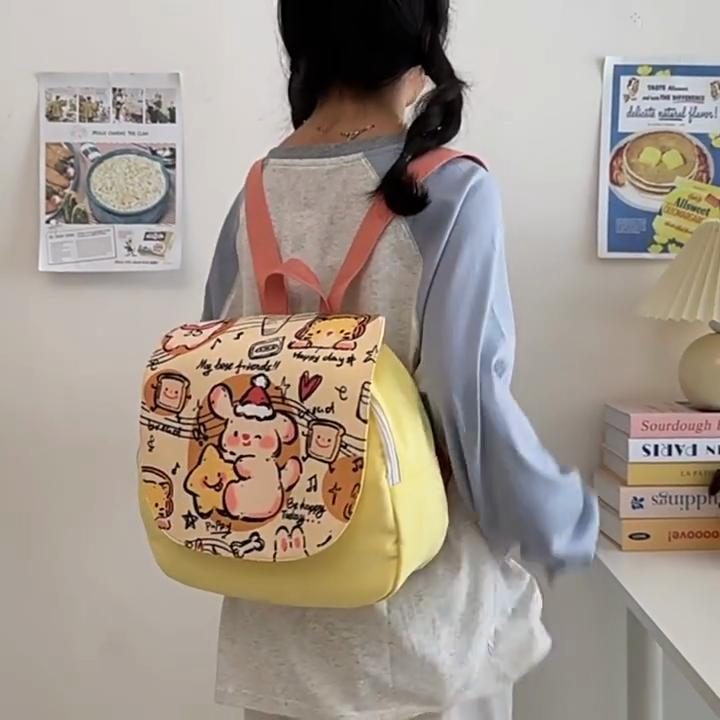 Childrens Canvas Backpack With Cute Music Note Dog Cartoon Prints For School And Outdoor Use