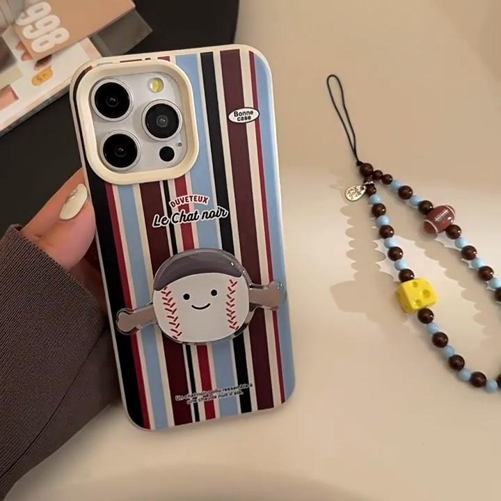 Chain Rope Sticky Stand Phone Case Compatible and Fits iPhone 16 15 14 13/12 promax  Color Blocking Stripe