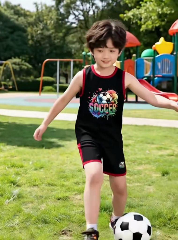 Boys’ camping bear 2-piece set. Soft breathable material, cute prints, comfy for camping & daily wear.