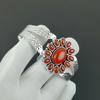Carnelian Gemstone Handmade Cuff Bangle 925 Sterling Silver Cuff Bangle, Carnelian Flower Shape Bracelet For Wife, Unisex Bangle Party Wear Gift