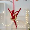 Christmas Deer Hanging Ornament With Velvet Embellishments For Holiday Decor