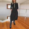 Basic Solid Color Long Sleeve Dress For Work And Casual Wear With High Waist For Winter