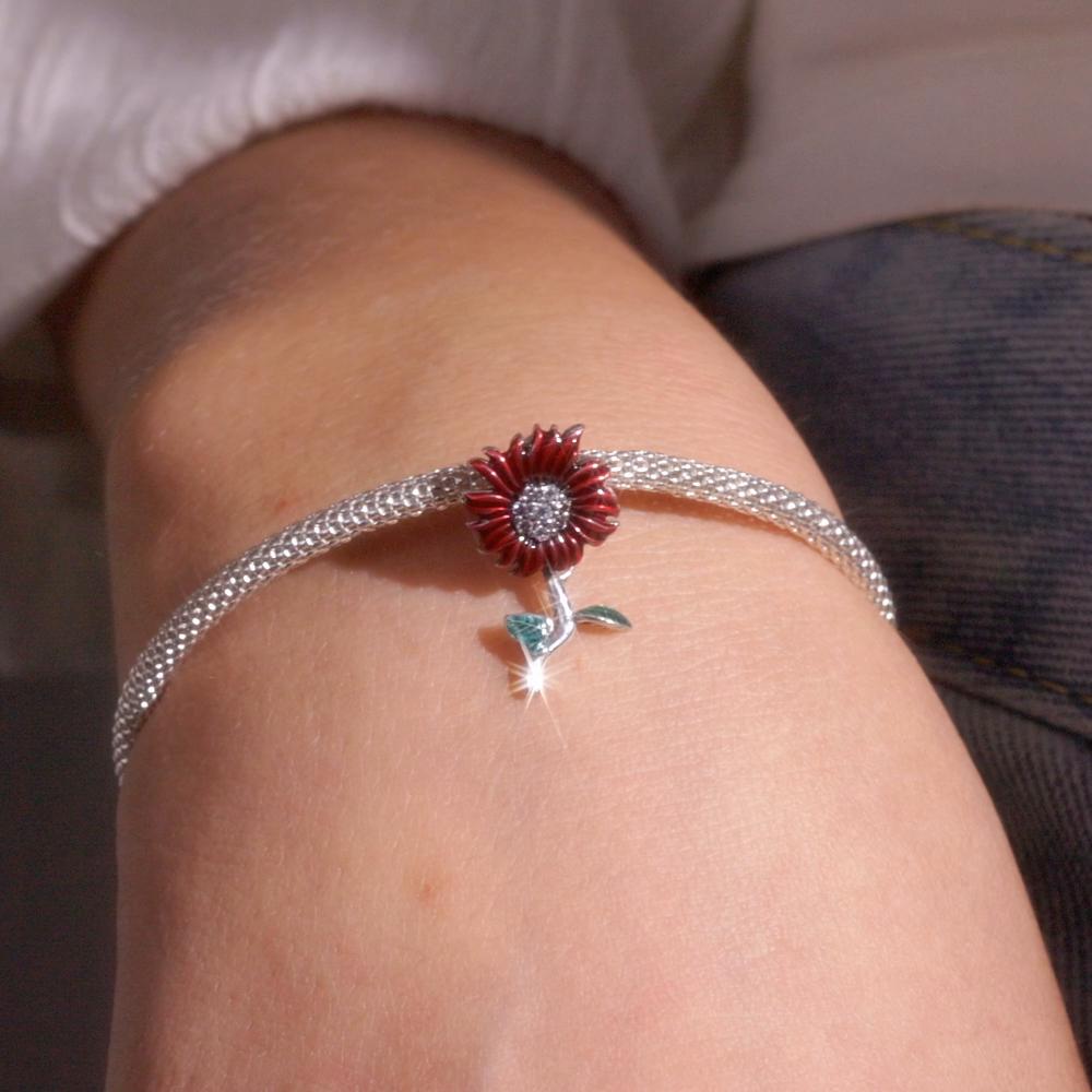 WOSTU 925 Prata Esterlina Colorido Lucky Daisy Flor Charms Contas Fit Original DIY Pulseira Colar Jóias Finas Presentes