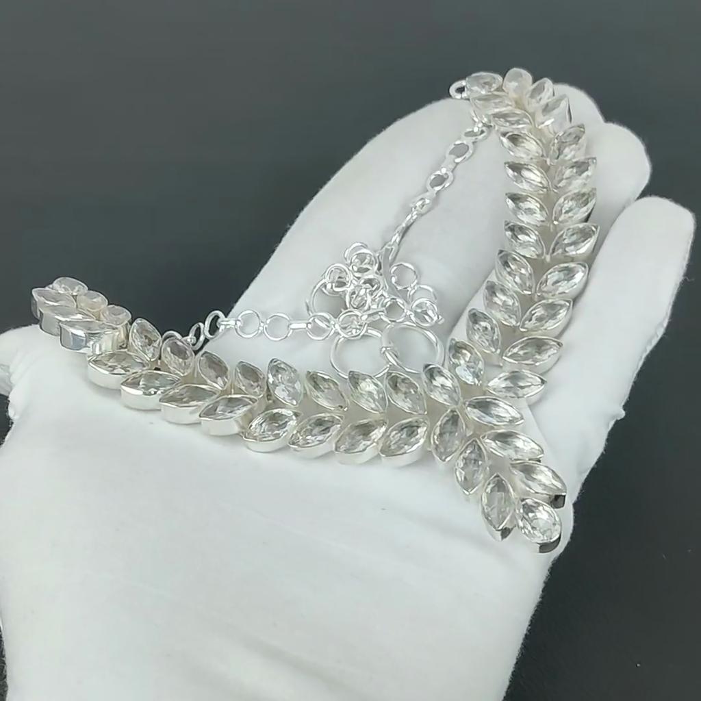 White Topaz Heavy Necklace, 925 Sterling Silver Necklace, White Topaz Designer Necklace, Handmade Necklace, Jewelry Valentine's Day  Gift