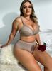 Dame-BH-sett Ensfarget Plus Size-frontlukking Trådløs og justerbar rygg, hul BH og truse for sport og fritid