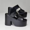 Eilyken Punk Style Platform Patent Leather T-tied Women Ankle Boots Autumn Winter Round Toe Square High Heels Shoes
