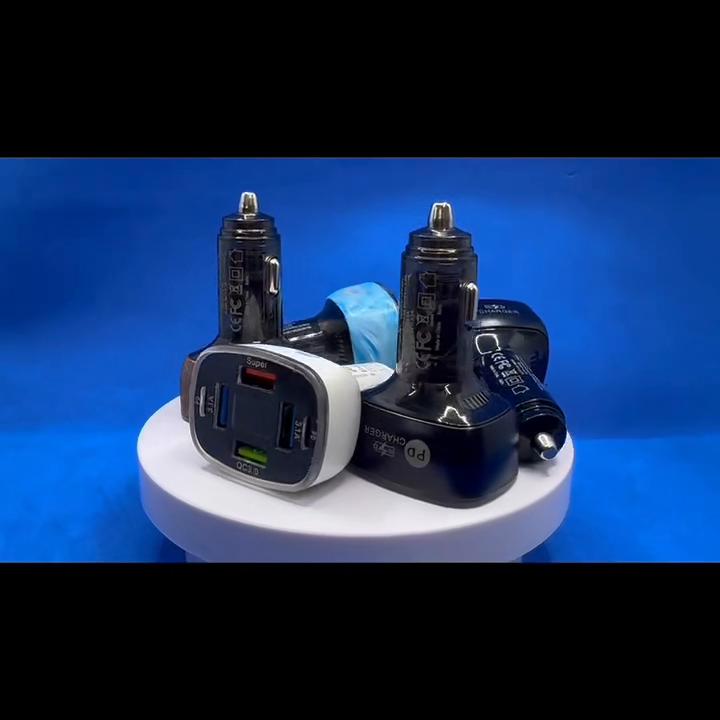 100 W 6 Ports Autoladegerät 4 USB + 2 PD Schnellladung QC3.0 USB C Autotelefonladegerät Typ C Adapter im Auto für iPhone Samsung Huawei Xiaomi