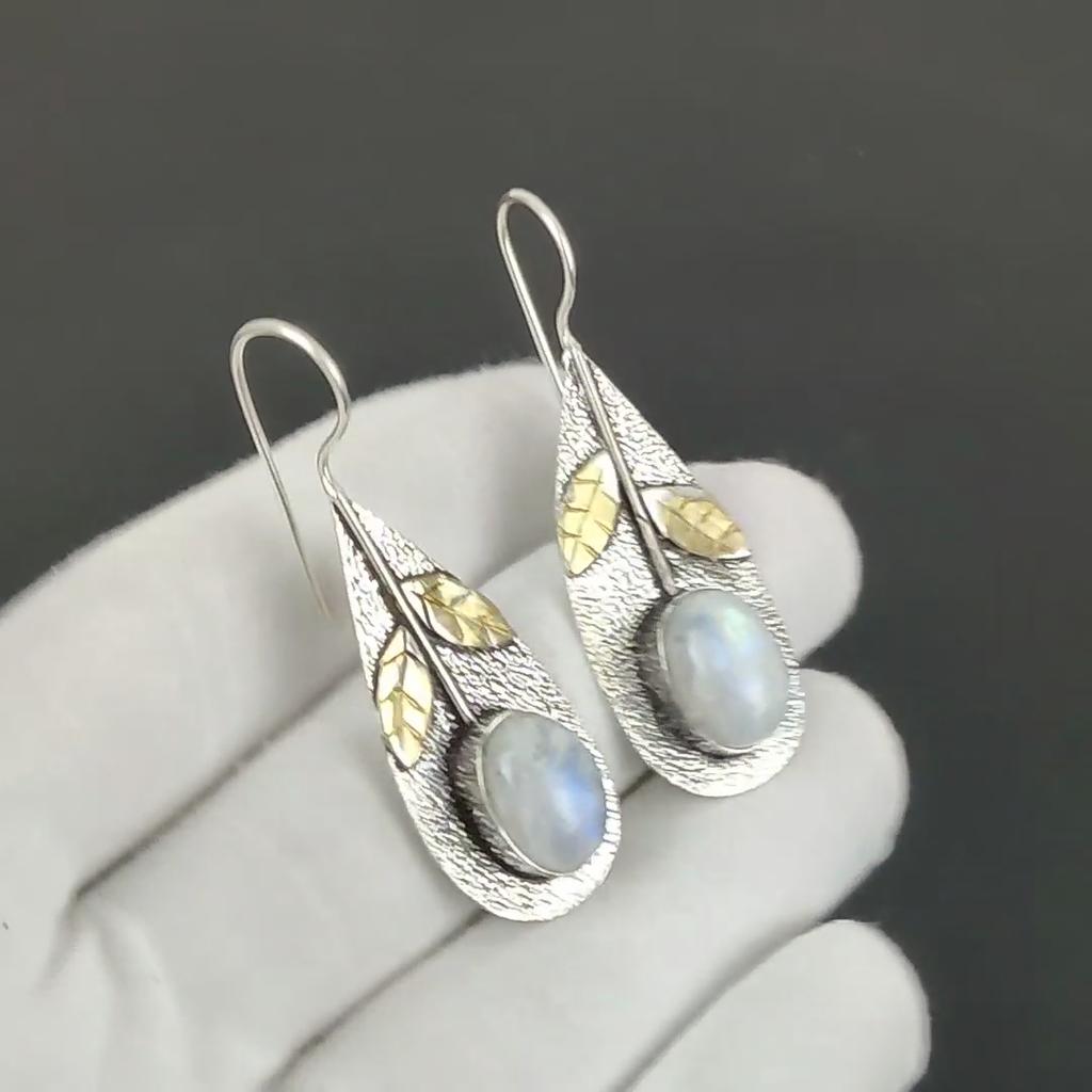 Rainbow Moonstone Earrings, 925 Sterling Silver Earrings, Handmade Silver Earrings For Gift, Moonstone Dangle Earrings For New Year Gift