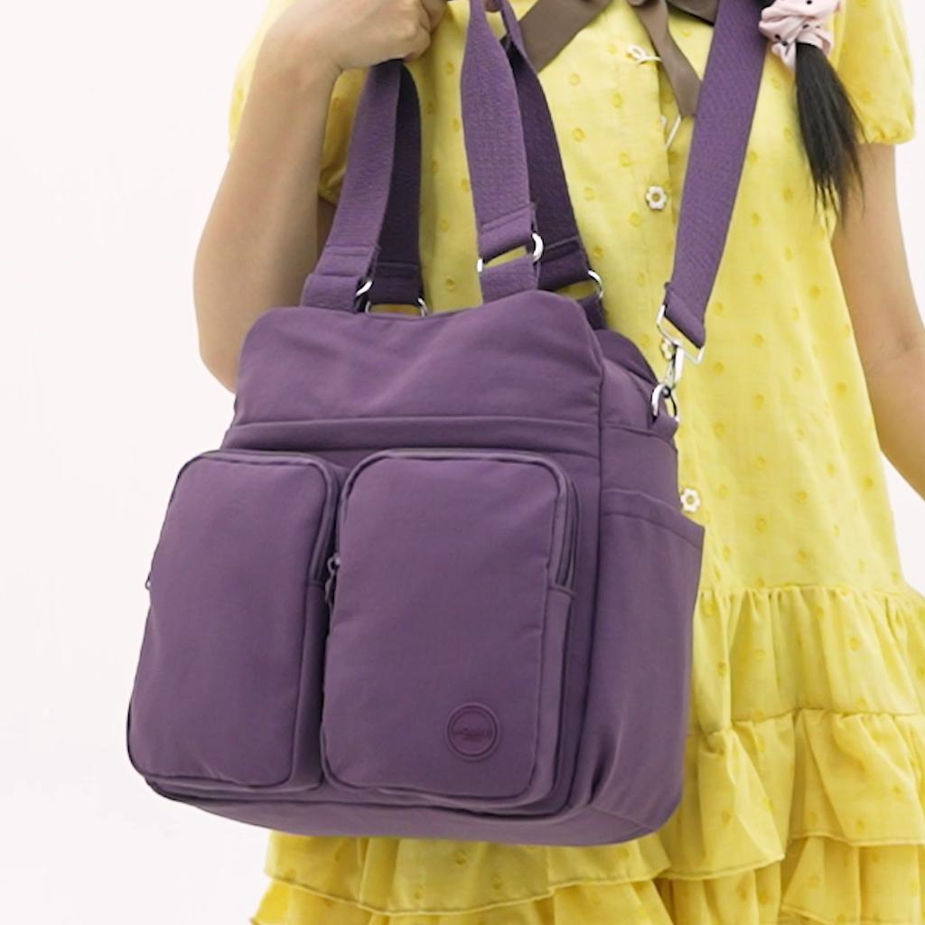 Borsa a tracolla in nylon multitasche da donna, borsa a spalla leggera con tracolle