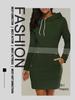 Womens Hooded Mini Dress Casual Long Sleeve Sweatshirt Jumper Slim Fit With Pockets