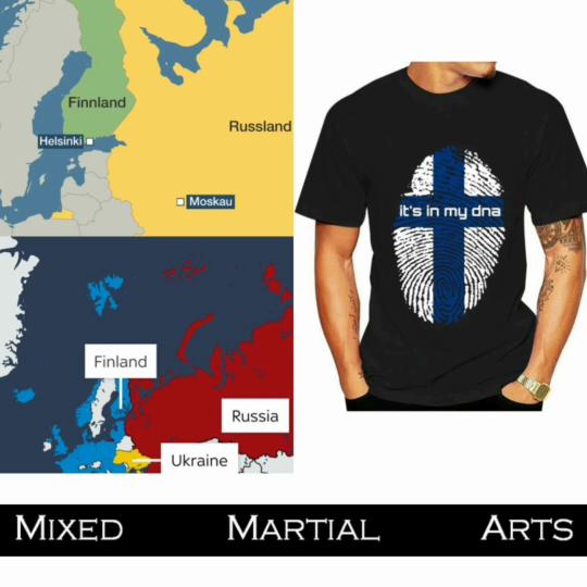 Finland Sisu My Dna Fingerprint MMA Kick Boxing UFC Muay Thai T-Shirt Graphic Retro Vintage 3D Print Men Women Unisex Short Sleeve Round Neck