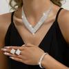 3Pcs Fashionable Rhinestones Necklaces Earrings Jewelry Set Women'S Wedding Accessories Gift