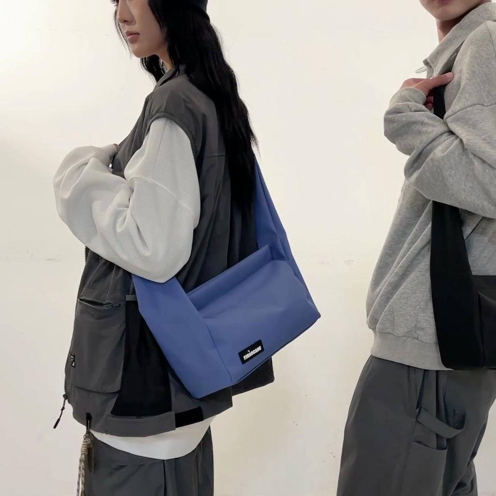 Solid Color Men's Large Capacity Shoulder Bag Oxford Women Crossbody Bag