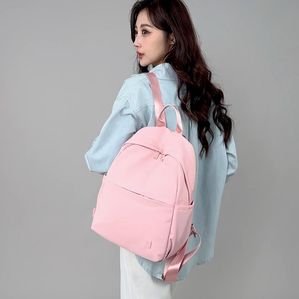 Solid Color Backpack Women's Large Capacity Nylon Bag Student Schoolbag