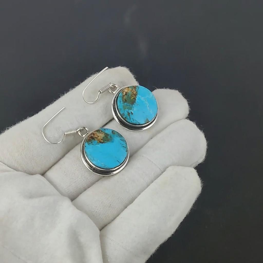 Natural Blue Sea Sediment Gemstone Antique Earrings 925 Sterling Silver Earring, Boho Silver Jewelry Dangle Earrings, Gifts For Wadding Gifts For Her