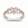 Elegant Rose Gold Two-tone Heart Cross Ring For Fashionable Young Women