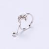 BAMOER Genuine 925 Sterling Silver Moon And Star Long Chain Star Adjustable Finger Ring