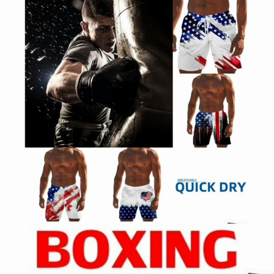 USA America Flag Boxing Muay Thai Kickboxing Shorts 3D Print Fighting Training Unisex Men Women Quick Dry Fitness Gym Sport Workout Casual Streetwear