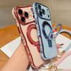 Wavy Frame Wrist Strap Phone Case for iPhone 17 Air 16 15 14 13 12 11 Pro Max Plus Silicone Soft Protective Cover Magnetic Stand