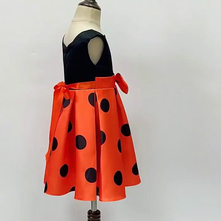 Polka Dot Print Party Dress With Butterfly Bow Front For Baby Girl 2024 Summer