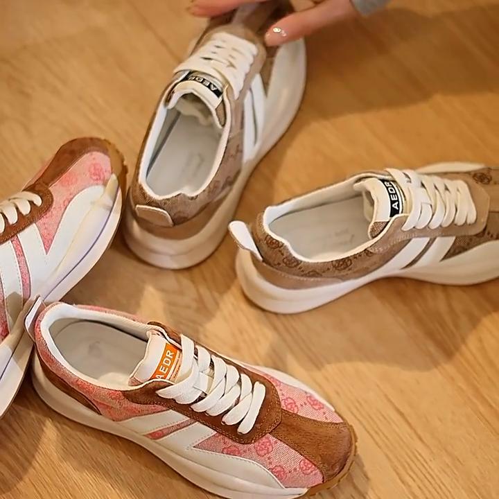 Spring Dad Shoes Pink Color Block Forrest Gump Shoes Versatile Casual Large Size Women's Shoes