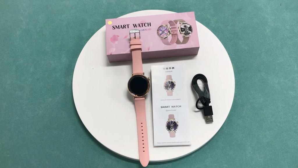 Rainbuvvy HK88 Smart Bracelet 1.19inch AMOLED Round Touchscreen 390x390 Bluetooth Call NFC BT5.3 Android Smartwatch Fashion Watch For Women