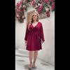 Spring and Autumn Women's Dress Plus Size Fashion Temperament Solid Color V-Neck Dresses