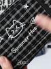 Cute Cat Lattice Pattern Pen Case With Fabric Material For Students And Girls