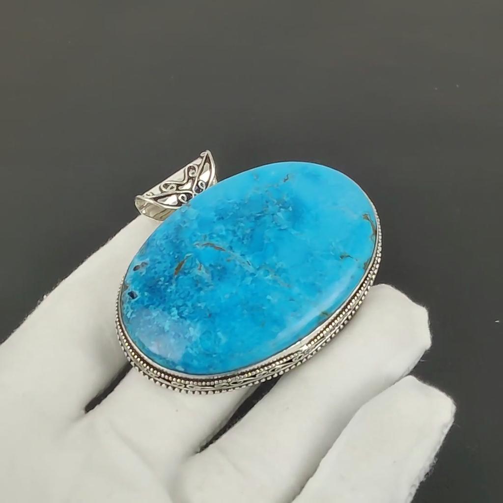 Tibetan Turquoise Pendant, 925 Sterling Silver Handmade Jewelry, Turquoise Silver Pendant, Party Wear Jewelry For Women's, Pendant Christmas Gift